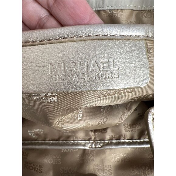 Michael Kors Metallic Beige/Silver Nylon Shoulder Bag With Buckle Detail - Picture 8 of 8